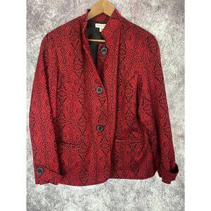 Coldwater Creek Jacket Women's W18 Red Jacquard Blazer Elegant Old Money Luxury